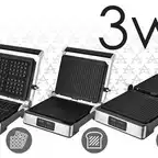 GRILL ELEKTRYCZNY GOFROWNICA OPIEKACZ TOSTER PANINI + GOFRY DUŻY MOC 2200W
